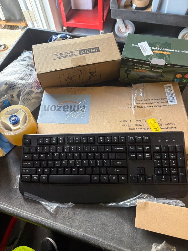Photo 1 of ***MISSING THE MOUSE*****Wireless Keyboard and Mouse Combo, Full-Sized 2.4GHz Wireless Keyboard with Comfortable Palm Rest and Optical Wireless Mouse for Windows, Mac OS PC/Desktops/Computer/Laptops (Black)