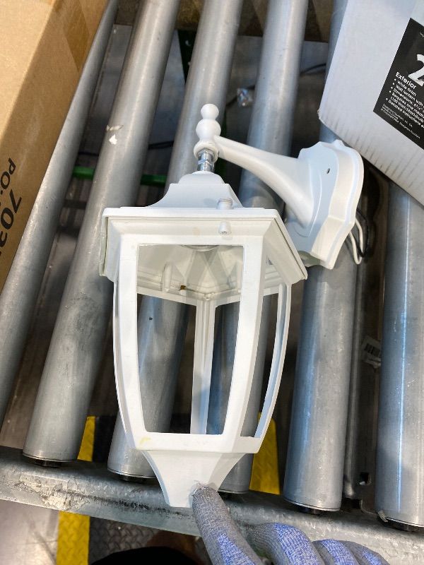 Photo 1 of [DAMAGED] Designers Fountain Waterbury Outdoor Light Fixture, 14.25 Inch Exterior Wall Lantern Sconce for Front Door, Patio and Porch, White, 2461-WH