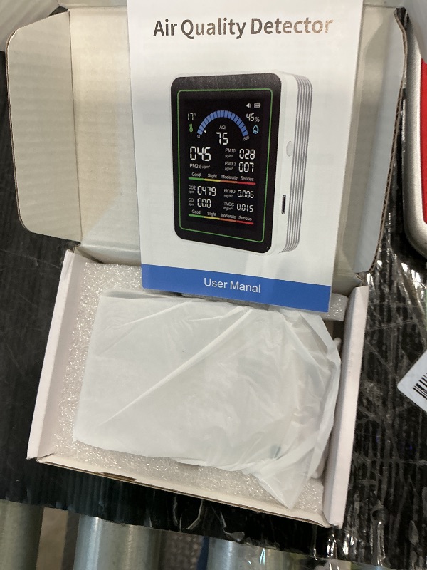 View 2 of 10 in 1 Indoor Air Quality Monitor, Portable Smartair Indoor Air Quality Tester, Portable Real-Time Detector, with AQI Fit for Home Cars Hotel Plants and Pets