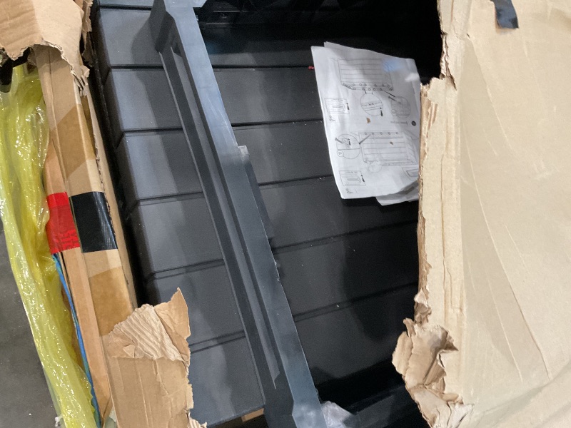 Photo 1 of ****** AS IS ALL SALES FINAL NHO RETURMS******* Denali 200 Gallon Resin Large Deck Box with Double Wall 20mm Panels - Paintable and Drillable-Organization and Storage for Patio Furniture and Outdoor Items, Grey & Black