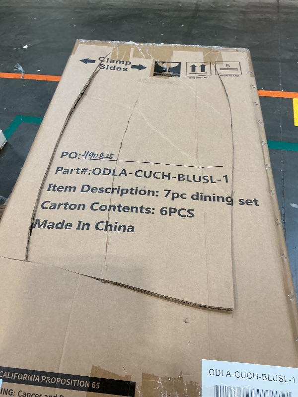 Photo 1 of Piece Patio Dining Set for 6, Outdoor HDPE Table and Chairs with Umbrella Hole, All Weather Outdoor Furniture for Backyard, Deck, Lawn, Poolside
