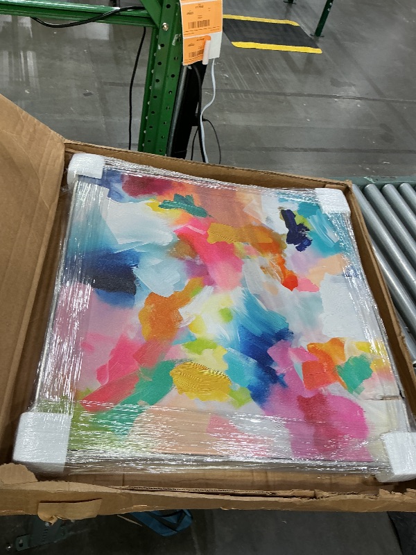 Photo 1 of [DAMAGED!!] Art Remedy Gossamer Colors Canvas Modern Colorful Print, Silver Frame, 30" x 30"