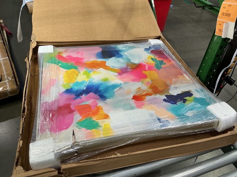 Photo 1 of [DAMAGED!!] Art Remedy Gossamer Colors Canvas Modern Colorful Print, Silver Frame, 30" x 30"
