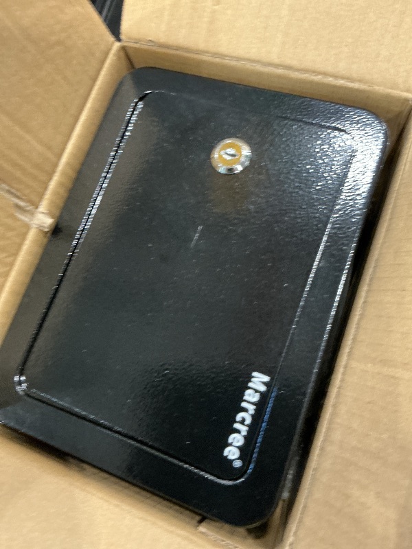 Photo 1 of **UNTESTED**
Marcree 0.23 Cub Safe, Small Safe Box with Key, Mini Home Safes for Money, Coin and Cash, Security Safes for Kids, Lock Box for Personal Items, Black, 6.69 x 9.06 x 6.69 Inches