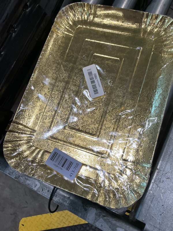 Photo 1 of 10 PCS Gold Rectangle Trays, Heavy Duty Disposable Paper Cardboard for Platters, for Elegant Dessert Table Serving Parties, Cupcake Display, Birthday Party, Christmas, Weddings