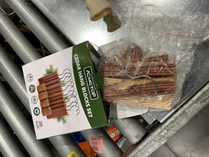 Photo 1 of **MISSING PARTS**
ACMETOP 30 Pack Cedar Hang Ups, 10 Rectangular Blocks + 10 Hooks + 20 Round Blocks