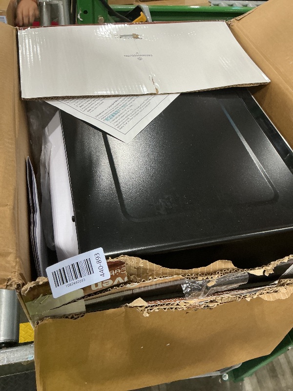 Photo 1 of ***FINAL SALE NO RETURN ***PARTS *** GE Countertop Microwave Oven, Compact 0.9 Cubic Ft., 900-watt Capacity, 7 Auto Cooking Settings, Child-Lock Technology, Kitchen Essentials for The Countertop, Dorm Room or Apartment, Stainless Steel