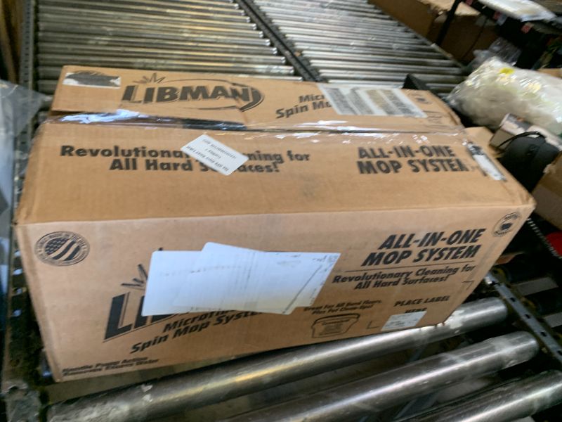 Photo 1 of Libman Tornado Spin Mop System and 1 Refill, Mop and Bucket with Wringer Set for Hardwood Floor Cleaning, 2 Total Heads Included