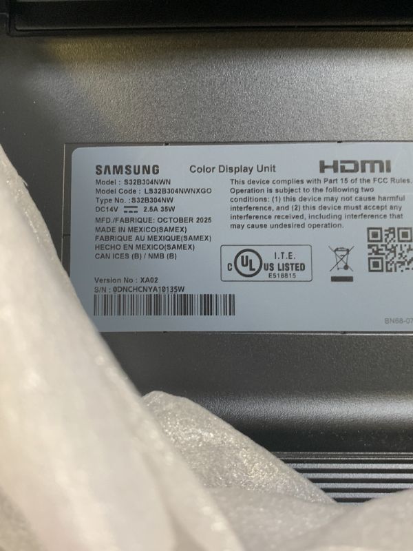 Photo 1 of Samsung 32" Essential S3 Series FHD Curved Monitor, 1800R, Game Mode, 100Hz Refresh Rate, Game Mode, Eye Saver Mode, Black, with HDMI Cable