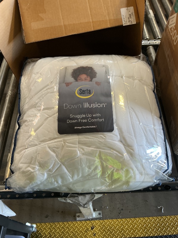 Photo 1 of Serta Down Illusion All Season Hypoallergenic Down Alternative Comforter with Corner Loops, Full/Queen, White