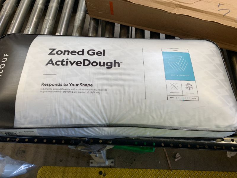 Photo 1 of MALOUF Z Zoned Pillow Infused with Temperature Regulating Gel-New ACTIVEDOUGH Formula is Responsive, Supportive, and Plush-Mid Loft-King, Blue