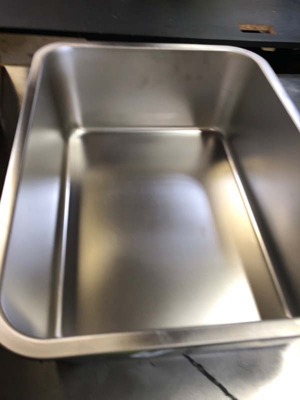 Photo 1 of Kirecoo Stainless Steel Cat Litter Box - Metal High Sided Cat Pan, Large Stainless Steel Box, Indoor Litter Tray, Non Stick, No Smell, Easy to Clean, Pet Toilet Supplies for Kitten, Kitty, Rabbit