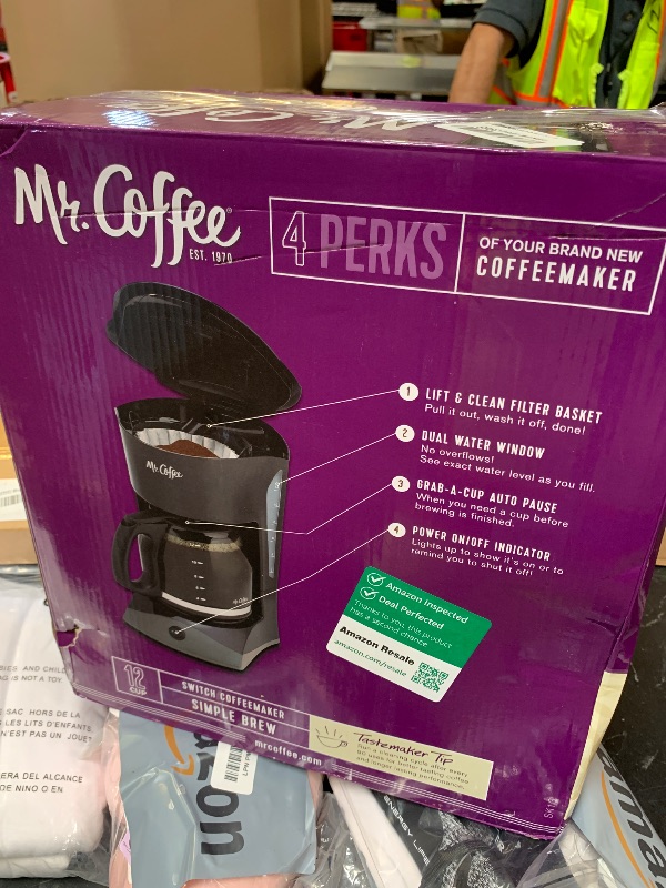 Photo 1 of Mr. Coffee Black Coffee Maker, 12 Cups, with Auto Pause and Glass Carafe, Perfect for Home and Office Use