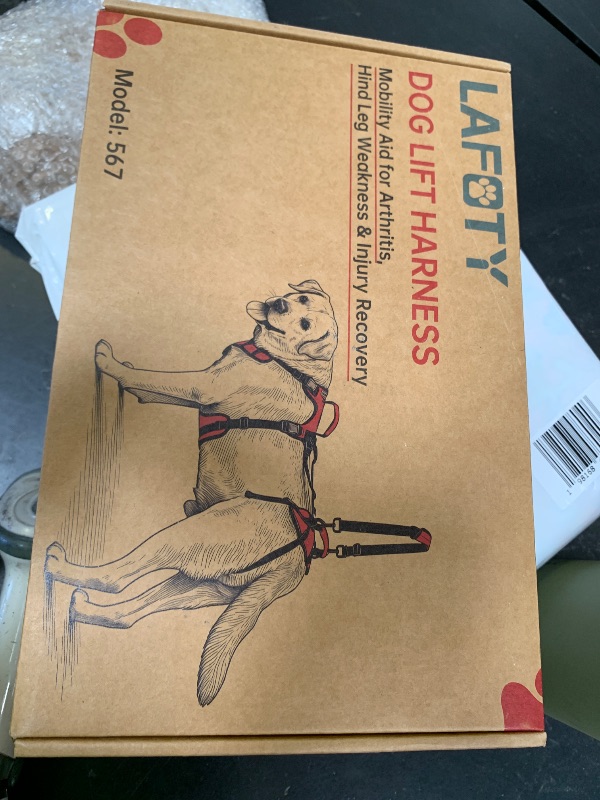 Photo 1 of Lafoty Dog Lift Harness for Extra Large Dogs, Heavy Dog Lifting Support Harness with Dual Handles, Strong Mobility Aid for Arthritis & Injury Recovery, Red, XL