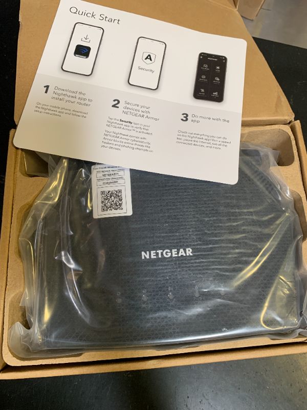 Photo 1 of NETGEAR 4-Stream WiFi 6 Router (R6700AX) – Security Features, AX1800 Wireless Speed (Up to 1.8 Gbps), Covers up to 1,500 sq. ft., 20 Devices