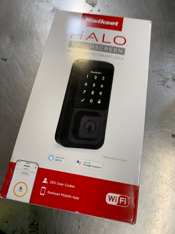 Photo 1 of Kwikset Halo Wi-Fi Smart Lock, Keyless Entry Front Door Touchscreen Deadbolt, Matte Black Finish, Grade AAA Certified, UL Listed, Easy Install No Hub, App Control