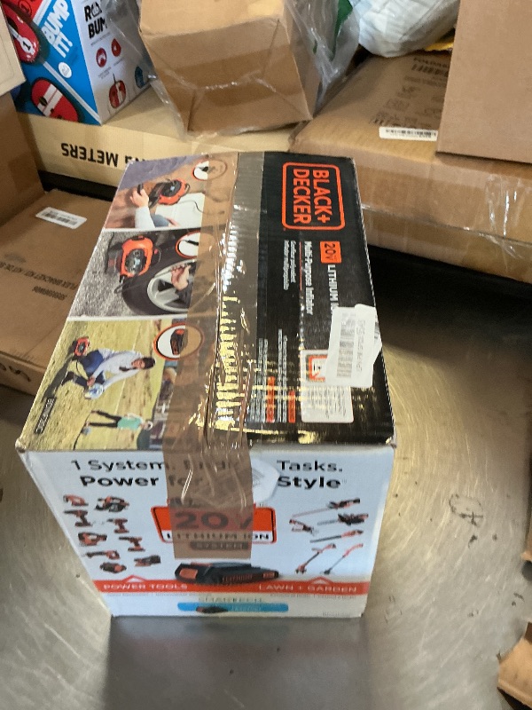 Photo 1 of BLACK+DECKER Tire Inflator Portable Air Compressor, Air Pump for Inflatables, 3 Modes: Electric Outlet, 12V Car Adapter and Cordless 20V MAX, Battery Sold Separately (BDINF20C)