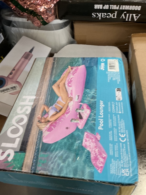 Photo 1 of SLOOSH Inflatable Pool Floats Adult - Extreme Comfort Pool Lounge Chair with Detachable Cup Holder, Heavy Duty Lounger Floating Recliner Blow Up Floaties Water Floaty Lake Beach Tanning Float (Pink)