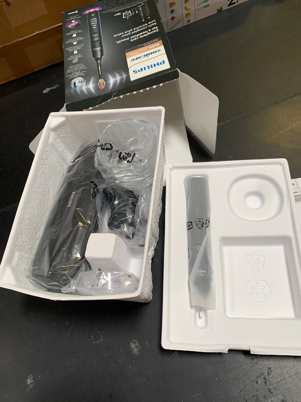 Photo 1 of Philips Sonicare DiamondClean Smart 9500 Electric Toothbrush - Sonic Toothbrush with App, Pressure Sensor, 15 Brushing Settings, Replacement Reminder, USB Charging Travel Case, Black, Model HX9923/11