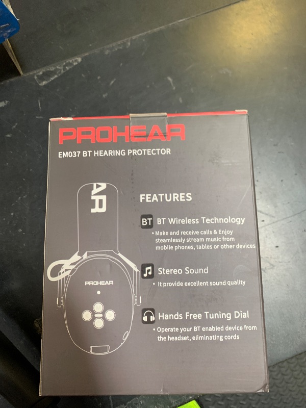 View 2 of PROHEAR 037 Bluetooth 6.0 Hearing Protection Headphones with Rechargeable 1500mAh Battery, 30dB SNR Safety Noise Reduction Ear Muffs 120H Playtime for Mowing, Workshops, Snowblowing - Black