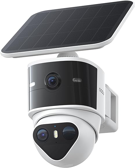 Photo 1 of aosu T2 Pro Security Cameras Wireless Outdoor, 3K Dual Cam No Blind Spot Security Camera for Home, 170° Wide + 360° PTZ, AI Human Vehicle Tracking, Solar Powered, Local Storage
