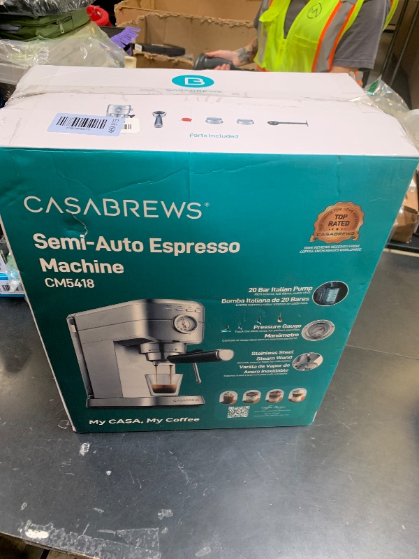 Photo 1 of CASABREWS CM5418 Espresso Machine 20 Bar, Compact Espresso Maker with Steam Milk Frother, Stainless Steel Coffee Machine with 34oz Removable Water Tank for Cappuccino, Small Latte Machine, Silver