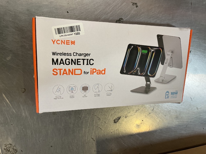 Photo 1 of YCNEW Magnetic Wireless Charging Stand for iPad, Dual-Adjustment Aluminum Alloy Holder for Office, Drawing, Only Compatible with iPad Pro 11" M5 (2025) & M4 (2024)