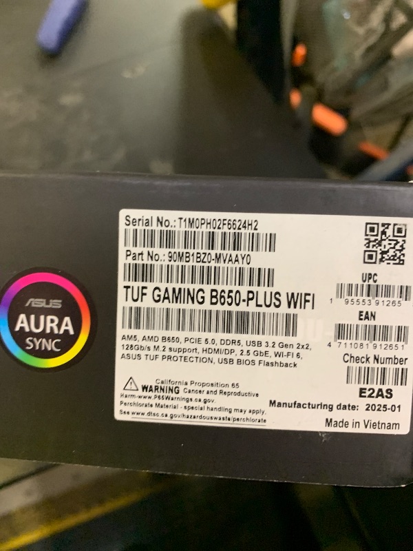 Photo 1 of ASUS TUF Gaming B650-PLUS WiFi AMD B650 AM5 Ryzen™ Desktop 9000 8000 and 7000 ATX Motherboard, 14 Power Stages, PCIe® 5.0 M.2, DDR5 Memory, WiFi 6 and 2.5 Gb Ethernet, USB4® Support Aura Sync