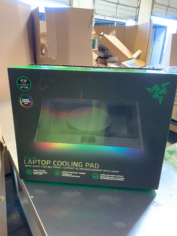 Photo 1 of Razer Laptop Cooling Pad: Adaptive Smart - Intelligent Fan Control - Airtight Pressure Chamber - Fits Most Laptops & Macbooks 14” to 18" - Preset & Custom Fan Curves - 3 Port USB Type A - Chroma RGB