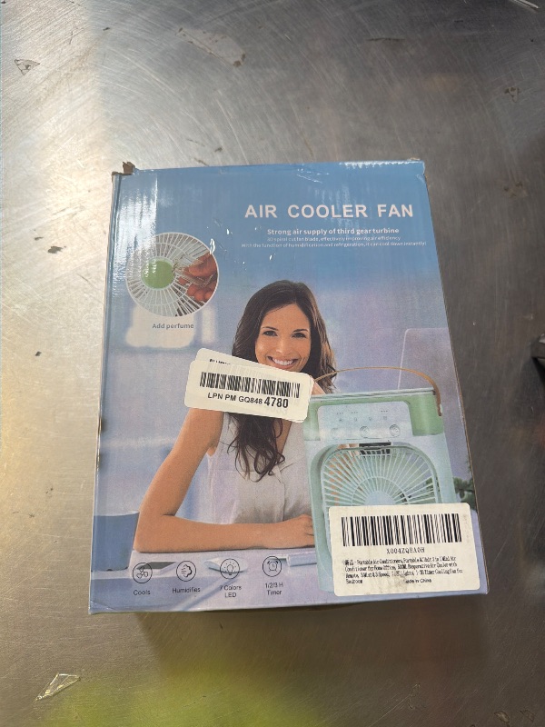 Photo 1 of Portable Air Conditioners, 2000mAh Rechargeable Mini Air Cooler Fans, 500ML Personal Portable AC Unit with 3 Speed, 2 Spray, 7 Color, 3 Timer, Small Desktop Cooling Fan for Bedroom Office (White)