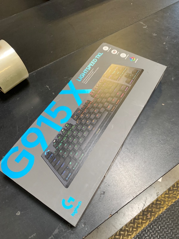 Photo 1 of Logitech G915 X Lightspeed TKL Low-Profile Wireless Gaming Keyboard, Double-Shot PBT Keycaps, Fully Programmable Keys, RGB Backlighting, Sleek Aluminum Finishing, GL Brown Tactile - PC/Mac - Black