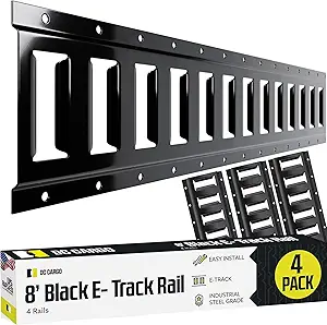 Photo 1 of DC Cargo Mall E Track Tie Down Rail Kit 8' (4 Pack) for Garages, Vans, Trailers, Motorcycle Tie Downs, ATV Mountings - Powder-Coat Black - Secure Cargo & Heavy Loads Up to 2,000 lbs
