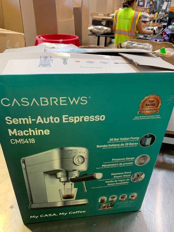 Photo 1 of CASABREWS CM5418 Espresso Machine 20 Bar, Compact Espresso Maker with Steam Milk Frother, Stainless Steel Coffee Machine with 34oz Removable Water Tank for Cappuccino, Small Latte Machine, Silver