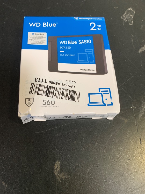 Photo 1 of Western Digital 2TB WD Blue SA510 SATA Internal Solid State Drive SSD - SATA III 6 Gb/s, 2.5"/7mm, Up to 560 MB/s - WDS200T3B0A