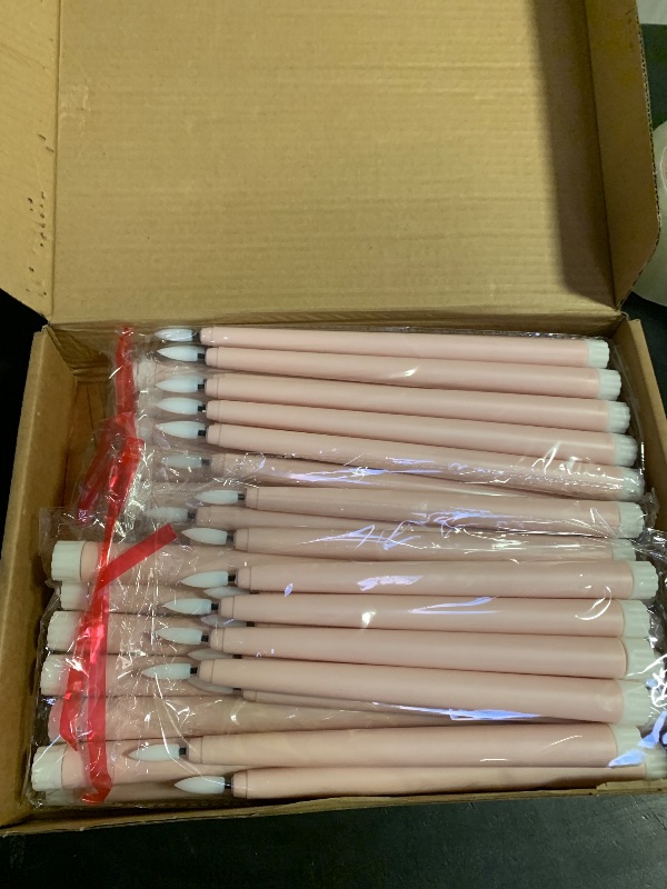 Photo 1 of Rossesay 48 Pcs Flameless LED Taper Candles Battery Operated Candles 4 Sizes of 8.5'', 9.65'', 10.83'', 12.8'' Flameless Candlesticks Flickering for Halloween Christmas Church Wedding(Dusty Pink)