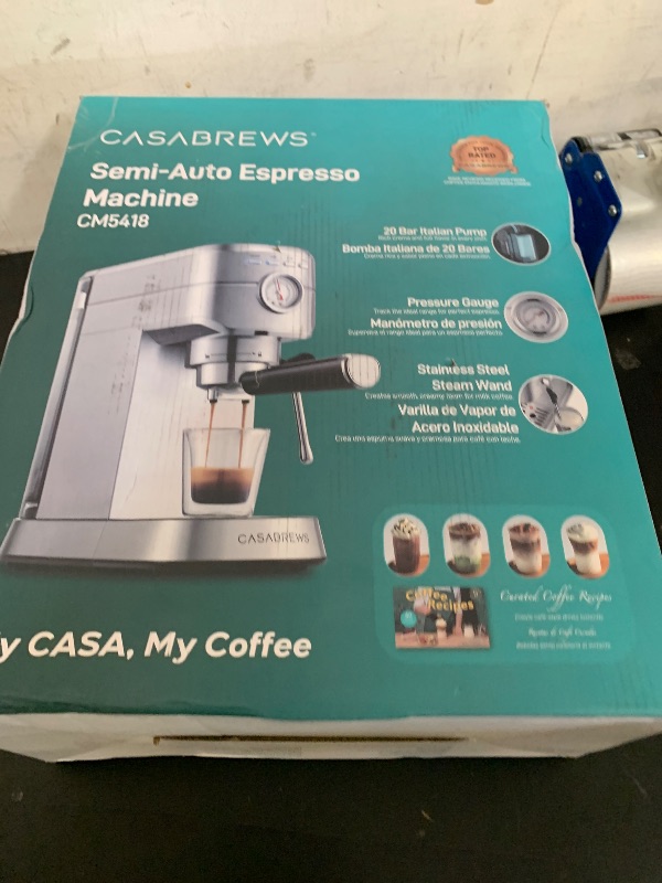 Photo 1 of CASABREWS CM5418 Espresso Machine 20 Bar, Compact Espresso Maker with Steam Milk Frother, Stainless Steel Coffee Machine with 34oz Removable Water Tank for Cappuccino, Small Latte Machine, Silver