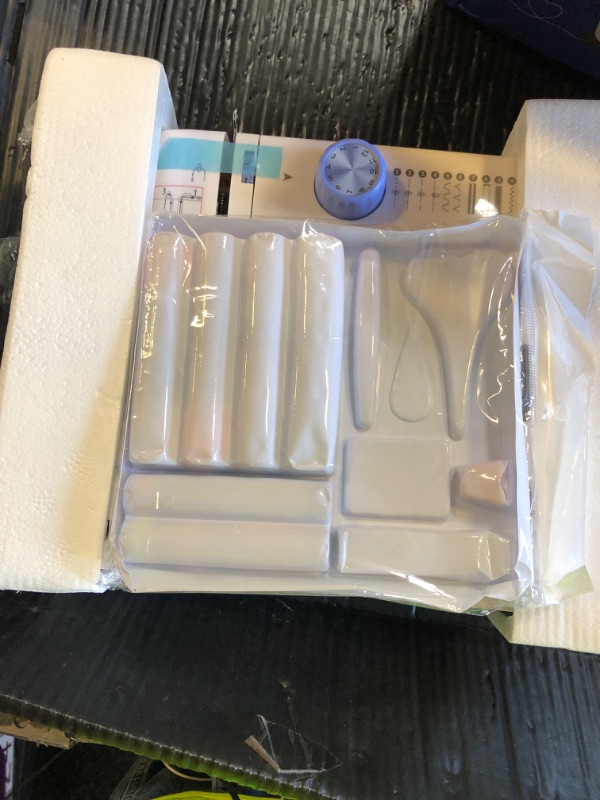 Photo 1 of Stoigeld Sewing Machine for Beginners with 20Pcs Fabric & 32Pcs .Needles 10pcs/1bag.Sewing Threads Kit,Portable Sewing Machine with 12 Built-in Stitches & 2 Speed(High-Low Speeds)-SM-725-1