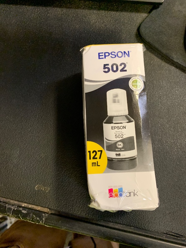 Photo 1 of EPSON 502 EcoTank Ink Ultra-high Capacity Bottle Black Works with ET-2750, 2760, 2850, 3750, 3760, 3850, 4850, and other select models