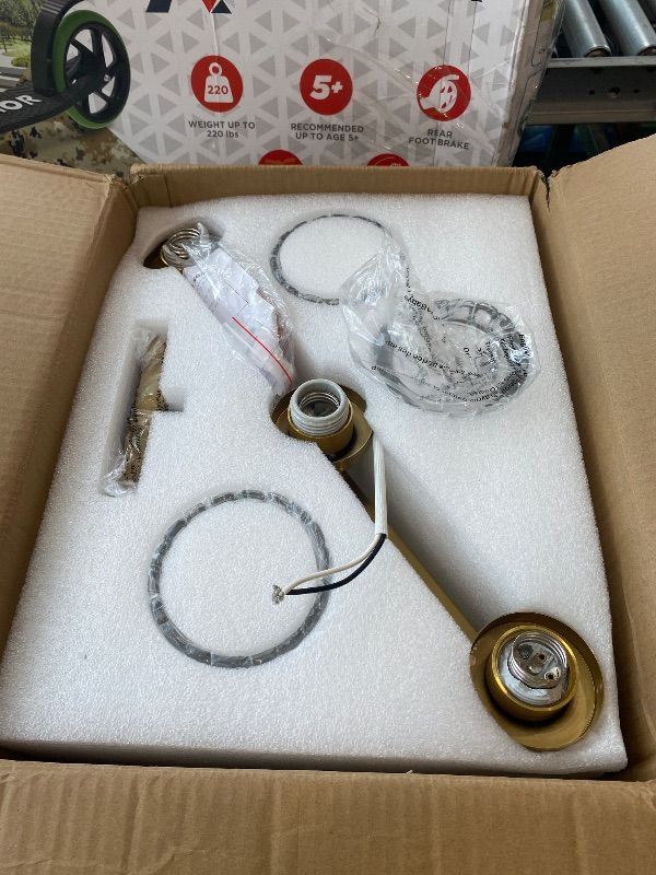 Photo 1 of [DAMAGED at knobs] huong son 3 Light Brushed Gold Bathroom Vanity Light Over Mirror, Modern Vanity Lighting with Crystal Glass Shade, Wall Mount Bathroom Light Fixtures, E26 Base
