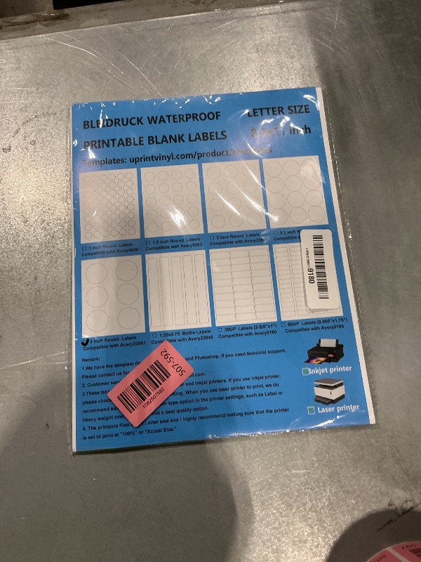 Photo 1 of 120 Circle Stickers 3" Round Labels 20 Sheets Waterproof Matte White Round Stickers Vinyl Sticker Paper Dries Quickly for Inkjet Printer