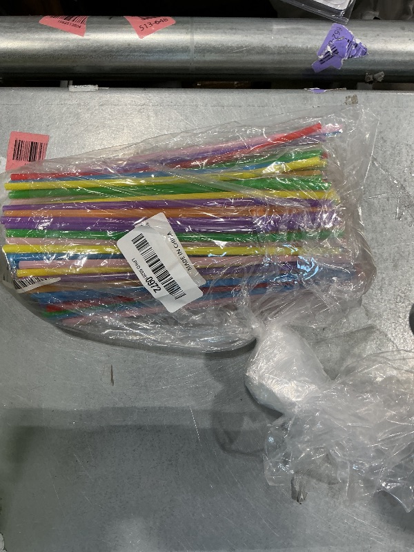 Photo 1 of [200 Pack] 8.5" High Multicolour Flexible Plastic Straws,Bendable Disposable Drinking Straws for Home Use Milk Juice Drinks