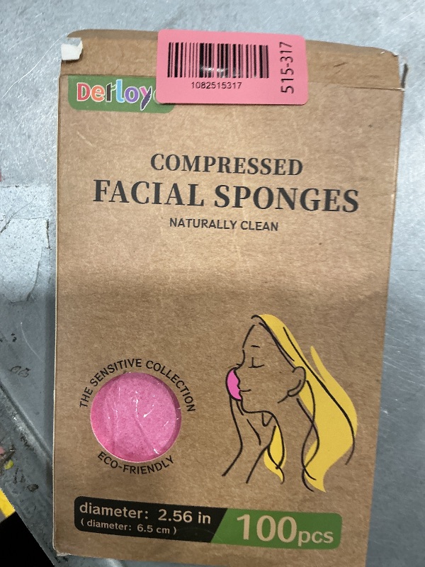Photo 1 of 100-Count Compressed Facial Sponges, Natural Cellulose, Pink
