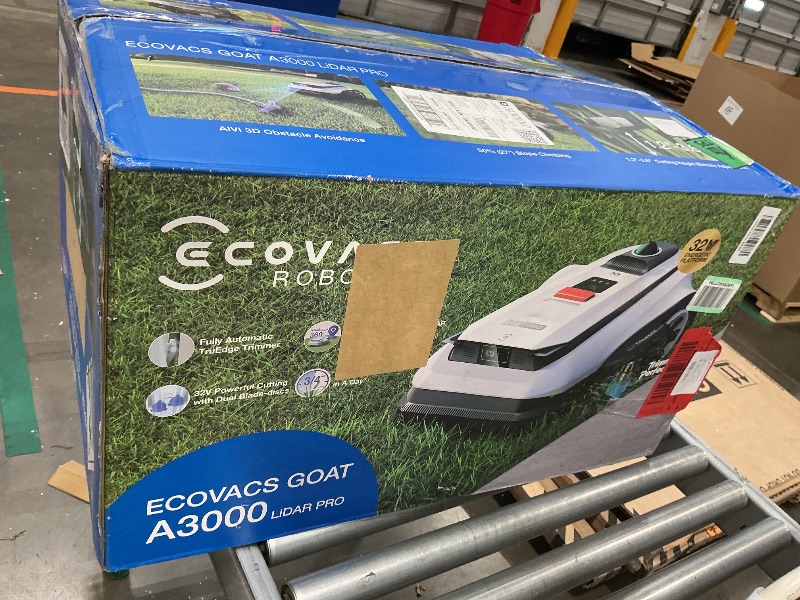 Photo 1 of ***** AS IS ALL SALES  FINAL  NO RETURNS  ******ECOVACS Goat A3000 LiDAR PRO Robotic Lawn Mower for Up to 3/4 Acre, 7500 mAh Battery with 189W Fast Charging, Wire-Free Dual-LiDAR Navigation, Built-in TruEdge Edge Trimmer, Smart App Control