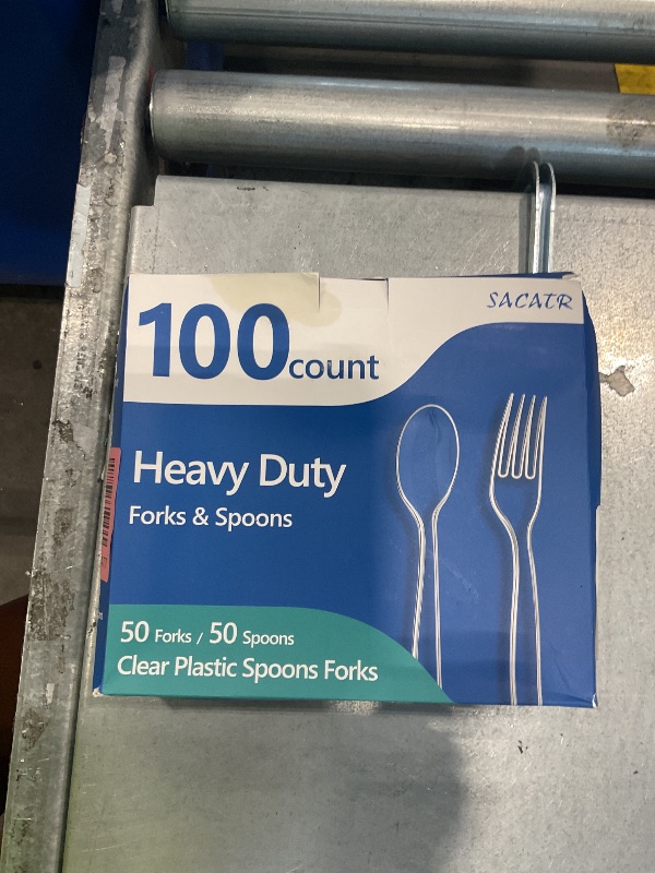 Photo 1 of 100 Count Plastic Silverware Heavy Duty -50 Forks, 50 Spoons, BPA-Free, Heat Resistant, Disposable Plastic Utensils Set, Plastic Cutlery Set, Plasticware Suitable for Party Everyday Use