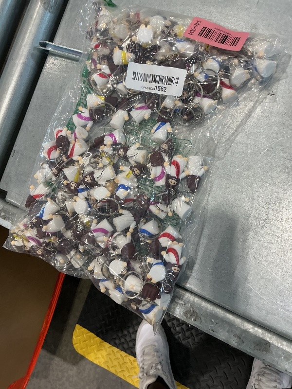 Photo 1 of 100 Pcs Multi-Colors Little Jesus Figurines Toys Keychains, Christian Mini Jesus Figures Ornaments Printed With Jesus Love You For Hide and Seek Religious Party Favors, Sunday School Baptism Giveaways