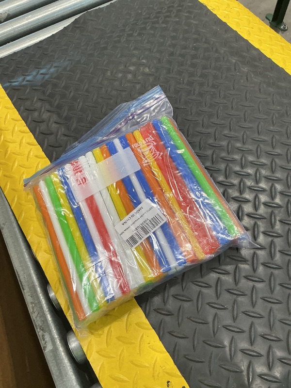 Photo 1 of 100PCS Jumbo Smoothie Straws,(0.4" Diameter X8.3"Long) Colorful Disposable Plastic Large Wide-mouthed Straw
