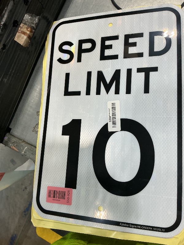 Photo 1 of (4 Pack) Speed Limit 10 MPH Sign, Slow Down Sign, Traffic Signs,18 x 12 Inches Engineer Grade Reflective Sheeting, Rust Free Aluminum, Weather Resistant, Waterproof, Durable Ink, Easy to Mount