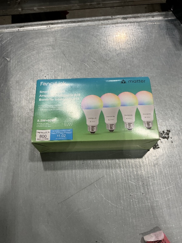 Photo 1 of ***ITEM MALFUNCTIONS*** Fancylink Matter Smart Light Bulbs, Color Changing Light Bulb, hub Required, A19 60W,2.4Ghz WiFi only,Compatible with Alexa Google Assistant, Apple Home,16 Million Colors RGBCW 800 Lumen,4 Pack