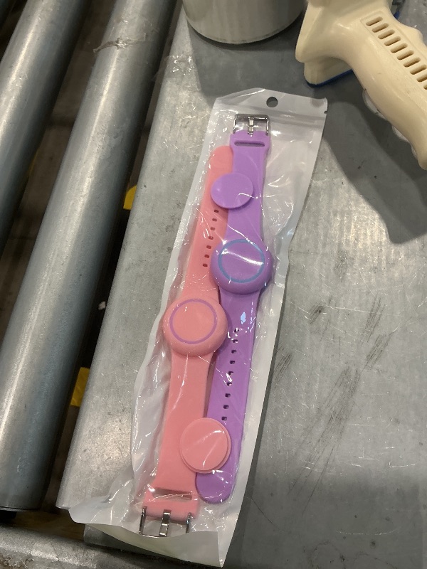 Photo 1 of [2-Pack] Bracelet for AirTag 2nd Gen (2026) & 1st Gen, Hidden Holder for Air Tag Kids, [Full Protective Cover] [Adjustable] Anti Lost Wristband for Child, Boys, and Girls (Purple+Pink)