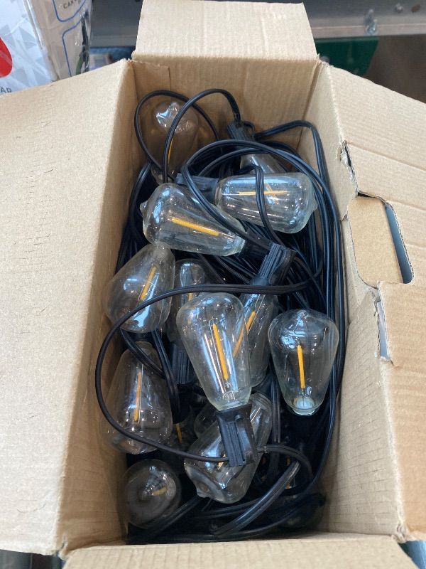 Photo 1 of [Power Cord Missing] Brightever 120FT LED Outdoor String Lights with Remote, Patio Lights Outdoor Waterproof with 36+2 Shatterproof ST38 LED Bulbs, Dimmable Outside Hanging Light for Porch, Garden, Backyard, Cafe, 2700K